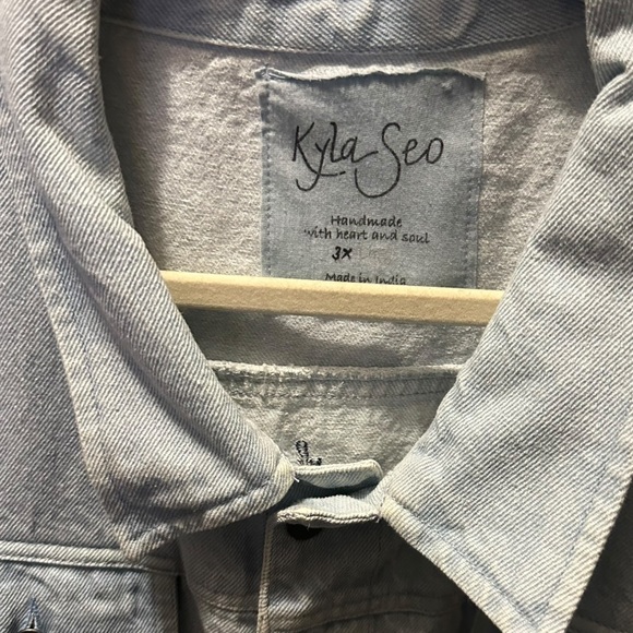 Kyla Seo Floral Denim Fringe Vest - 3X - Picture 2 of 3